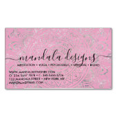 Pink Mandala Floral Script Magnetische Visitenkarte (Vorderseite)
