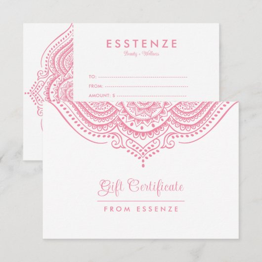 Pink Mandala Gift Certificate Design (Vorne/Hinten)