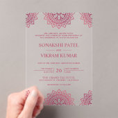 Pink Mandala Indian Wedding Acryleinladungen (Insitu (Handheld))
