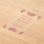 Pink Mandala Indian Wedding Acryleinladungen (Ablage )