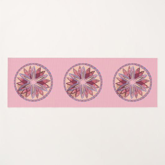 Pink Mandala Medallions Yogamatte (Vorderseite (Horizontal))