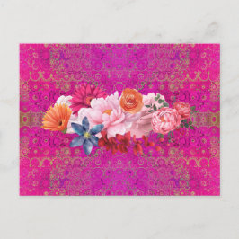 Pink Mandala Muster Blume Bouquet Postkarte