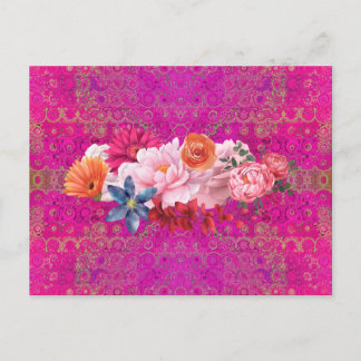 Pink Mandala Muster Blume Bouquet Postkarte