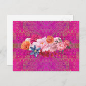 Pink Mandala Muster Blume Bouquet Postkarte (Vorne/Hinten)