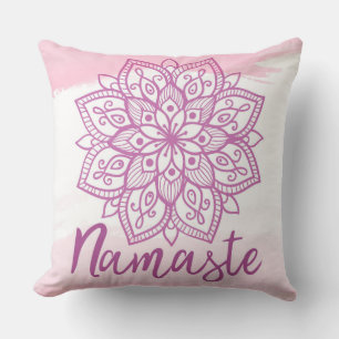 Pink Mandala Namaste Pillow Kissen