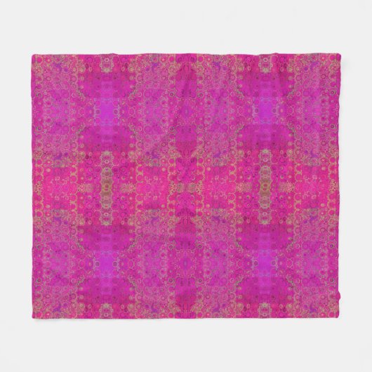 Pink Mandala Pattern Fleecedecke (Vorderseite (Horizontal))