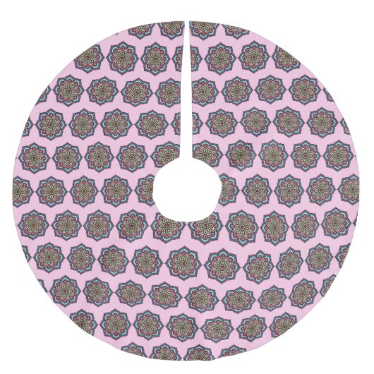 Pink Mandala Polyester Weihnachtsbaumdecke (Vorderseite)