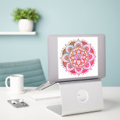 Pink mandala vinyl sticker (Laptop auf Schreibtisch)
