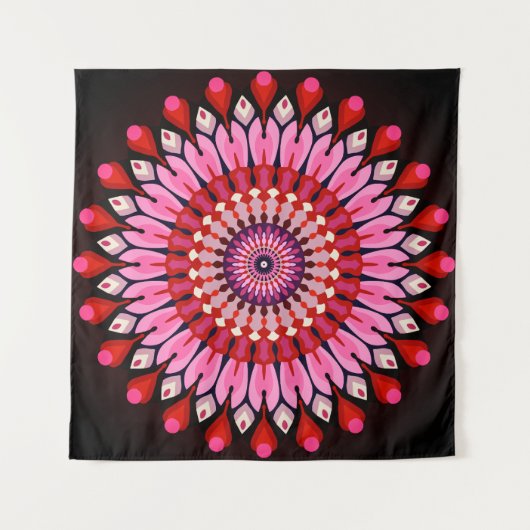 Pink Mandala Wandteppich (Vorderseite (Horizontal))
