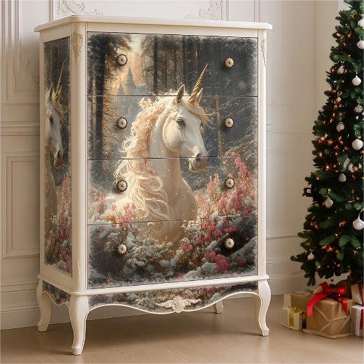 Pink Mane White Unicorn Wintermärchen Seidenpapier