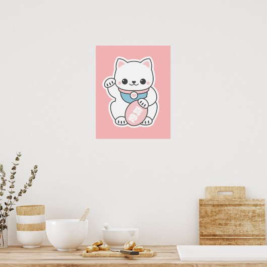 Pink Maneki Neko Poster (Küche)