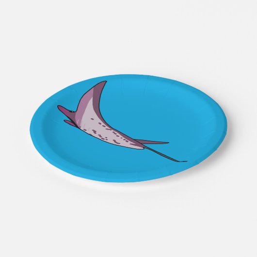 Pink Manta Ray Pappteller (Schrägansicht)