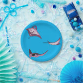 Pink Manta Rays Pappteller (Party)