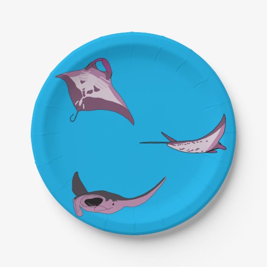 Pink Manta Rays Pappteller (Vorderseite)