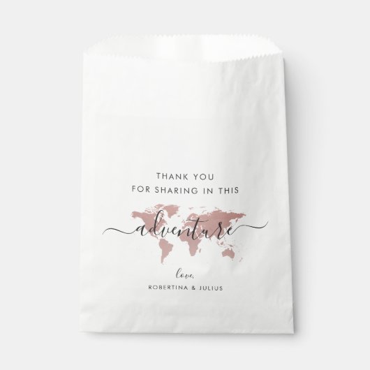 Pink Map World Adventure Travel Theme Geschenktütchen (Vorderseite)
