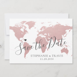 Pink Map Ziel Reise Thema Foto Save The Date