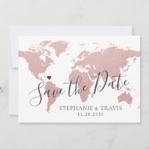 Pink Map Ziel Reise Thema Foto Save The Date
