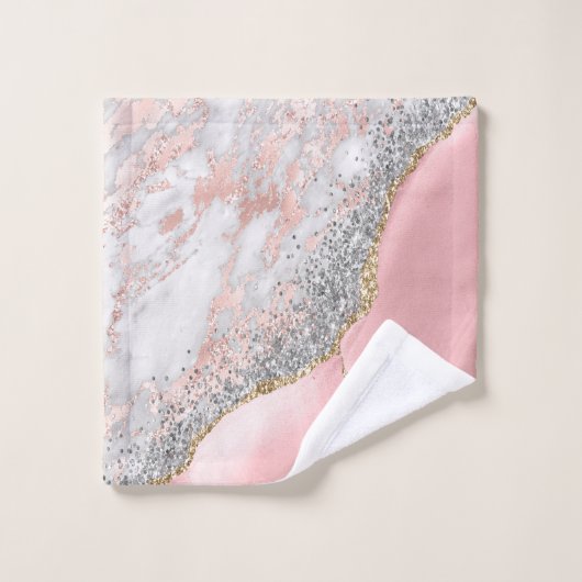 Pink Marble Agate Badhandtuch Set (Waschlappen)