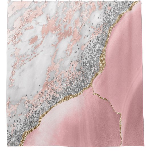 Pink Marble Agate Duschvorhang (Vorderseite)