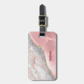 Pink Marble Agate Gepäckanhänger (Vorderseite vertikal)