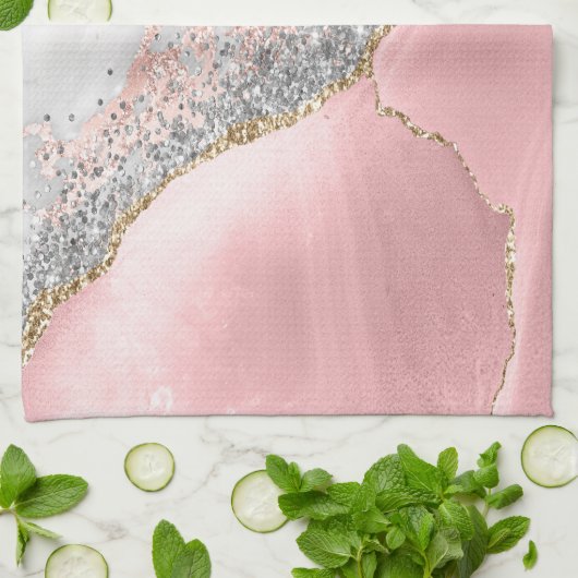 Pink Marble Agate Geschirrtuch (Gefaltet)