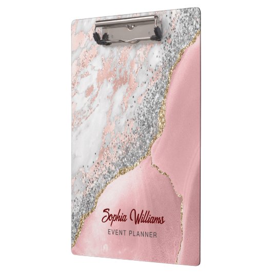 Pink Marble Agate Klemmbrett (Links)