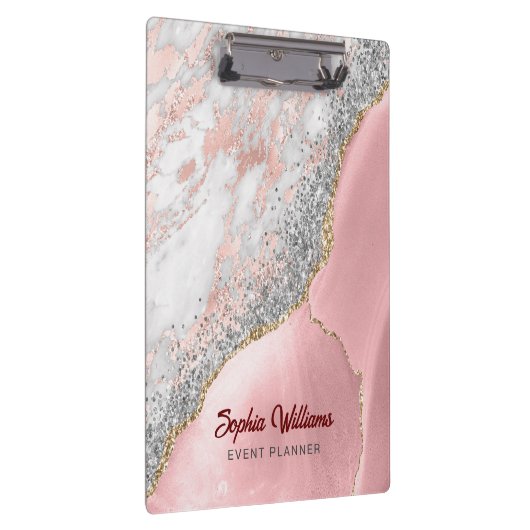 Pink Marble Agate Klemmbrett (Rechts)