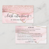 Pink Marble Agate Lash Aftercare Instruktion Visitenkarte (Vorne/Hinten)
