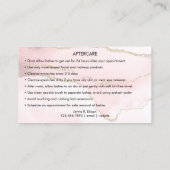 Pink Marble Agate Lash Aftercare Instruktion Visitenkarte (Rückseite)