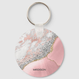 Pink Marble Agate Schlüsselanhänger