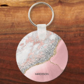 Pink Marble Agate Schlüsselanhänger (Rückseite)