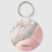 Pink Marble Agate Schlüsselanhänger (Rückseite)