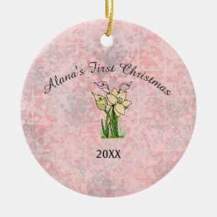 Pink Marble Baby First Christmas Keramik Ornament