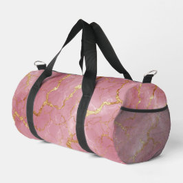 Pink Marble Background With Gold Veins Duffle Bag