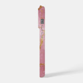 Pink Marble Background With Gold Veins iPhone Hülle (Linke Seite)