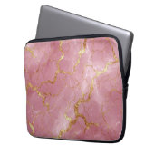 Pink Marble Background With Gold Veins Laptopschutzhülle (Vorderseite Links)