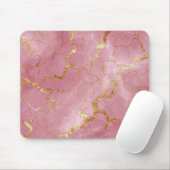 Pink Marble Background With Gold Veins Mousepad (Mit Mouse)