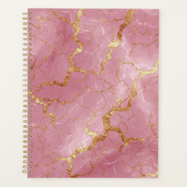 Pink Marble Background With Gold Veins Planer