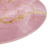 Pink Marble Background With Gold Veins Schneidebrett (Ecke)