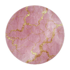 Pink Marble Background With Gold Veins Schneidebrett