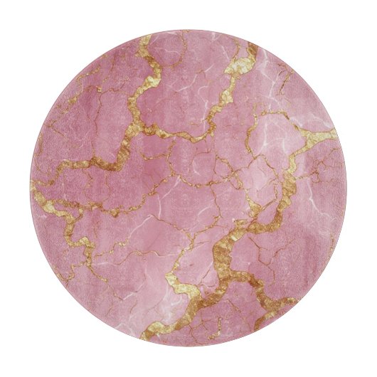 Pink Marble Background With Gold Veins Schneidebrett (Vorderseite)