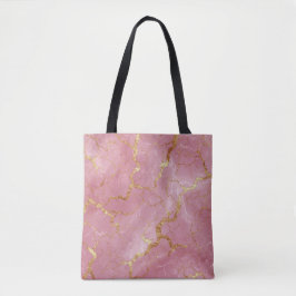Pink Marble Background With Gold Veins Tasche