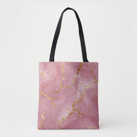 Pink Marble Background With Gold Veins Tasche (Vorderseite)
