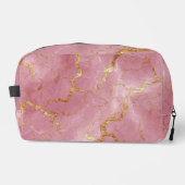 Pink Marble Background With Gold Veins Waschbeutel (Vorderseite)