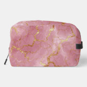 Pink Marble Background With Gold Veins Waschbeutel (Rückseite)