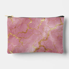 Pink Marble Background With Gold Veins Zubehörtasche