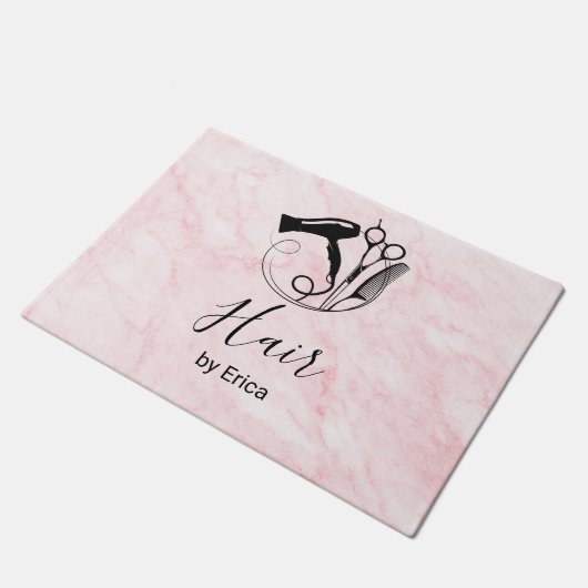 Pink Marble Beauty Salon Fußmatte (Schrägansicht)