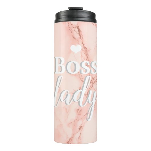 Pink Marble Boss Lady Thermosbecher (Vorderseite)