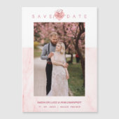 Pink Marble Effect Romantic Photo Engaged Couple Magnetkarte (Vorderseite)
