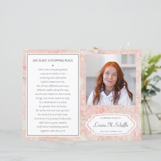 Pink Marble Feier des Programms zur Beerdigung des (Stehend Vorderseite)